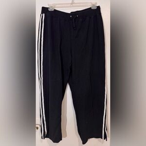 Black Track Pants with White Stripes